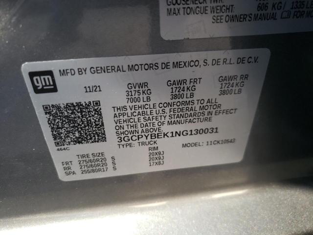 Photo 10 from auction – 2022 CHEVROLET SILVERADO with VIN 3GCPYBEK1NG130031
