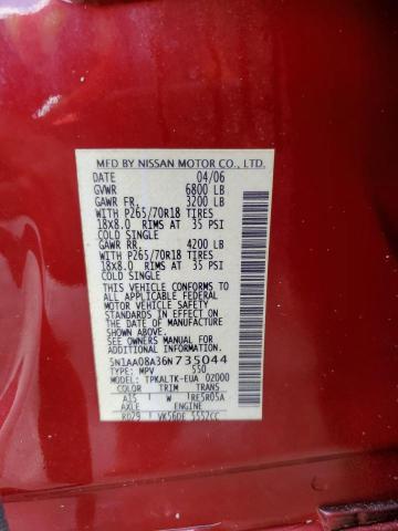 Photo 10 from auction – 2006 NISSAN ARMADA SE with VIN 5N1AA08A36N735044