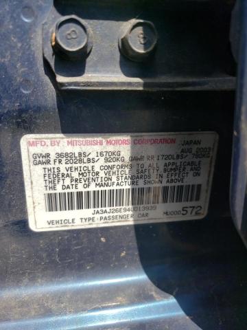 Photo 10 from auction – 2004 MITSUBISHI LANCER ES with VIN JA3AJ26E94U013939