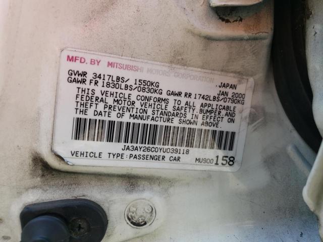 Photo 10 from auction – 2000 MITSUBISHI MIRAGE DE with VIN JA3AY26C0YU039118