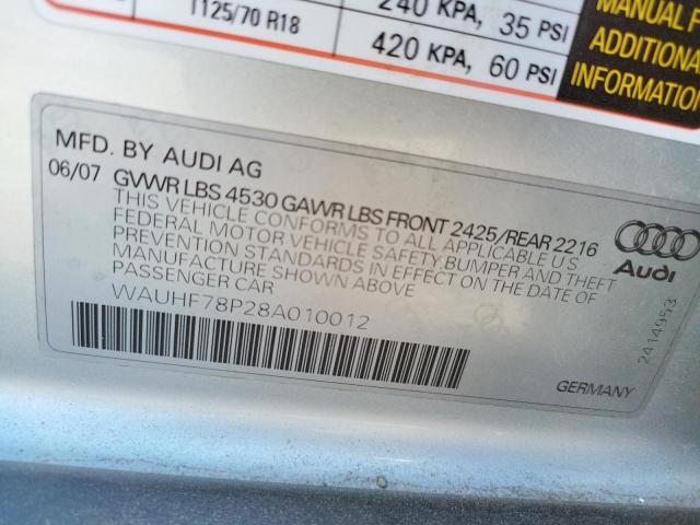 Photo 10 from auction – 2008 AUDI A3 2.0 with VIN WAUHF78P28A010012