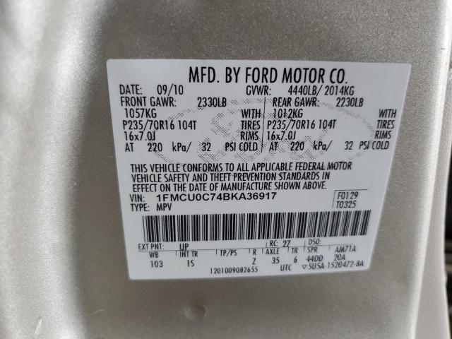 صورة رقم 10 من المزاد - 2011 FORD ESCAPE XLS مع VIN 1FMCU0C74BKA36917