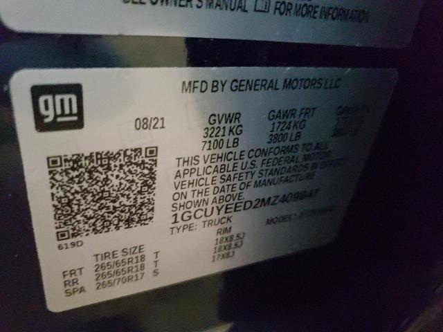 Photo 10 from auction – 2021 CHEVROLET SILVERADO with VIN 1GCUYEED2MZ409847
