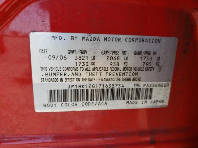 Photo 10 from auction – 2007 MAZDA 3 I with VIN JM1BK12G171638734