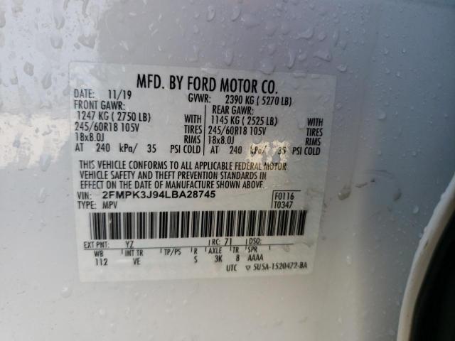 Photo 10 from auction – 2020 FORD EDGE SEL with VIN 2FMPK3J94LBA28745