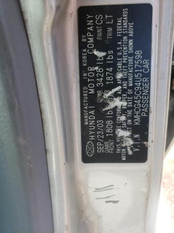 Photo 10 from auction – 2004 HYUNDAI ACCENT with VIN KMHCG45C94U517598