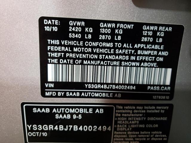 Photo 10 from auction – 2011 SAAB 9-5 AERO with VIN YS3GR4BJ7B4002494