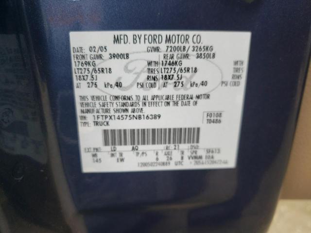 Photo 10 from auction – 2005 FORD F150 with VIN 1FTPX14575NB16389