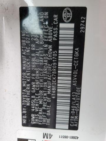 Photo 10 from auction – 2011 TOYOTA CAMRY BASE with VIN 4T4BF3EK7BR091705