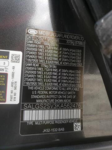 Photo 10 from auction – 2019 LAND ROVER RANGE ROVE with VIN SALGS2SV3KA562476