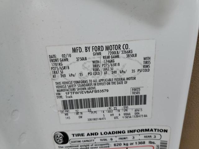 Photo 10 from auction – 2010 FORD F150 SUPER with VIN 1FTFW1EV8AFB53579