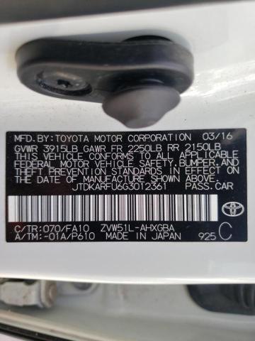Photo 10 from auction – 2016 TOYOTA PRIUS with VIN JTDKARFU6G3012361