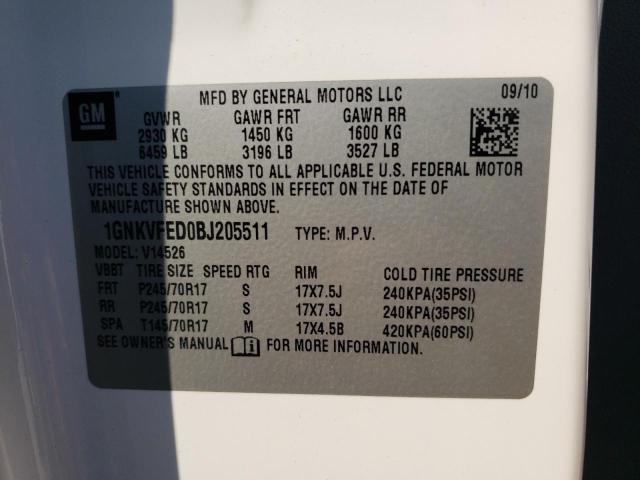Photo 10 from auction – 2011 CHEVROLET TRAVERSE L with VIN 1GNKVFED0BJ205511