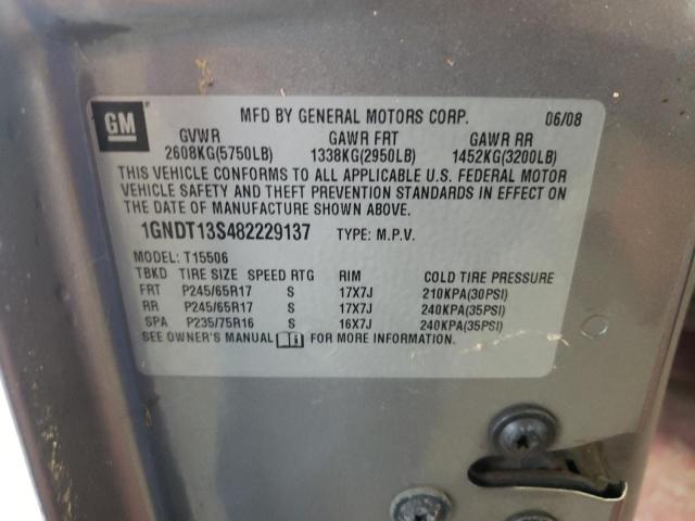 Photo 10 from auction – 2008 CHEVROLET TRAILBLAZE with VIN 1GNDT13S482229137