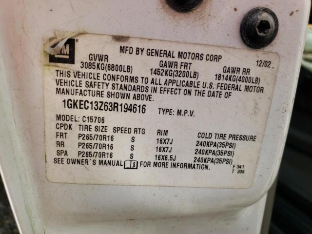 Photo 10 from auction – 2003 GMC YUKON with VIN 1GKEC13Z63R194616