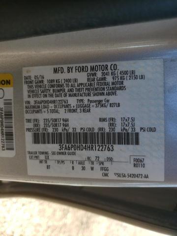 Photo 10 from auction – 2017 FORD FUSION SE with VIN 3FA6P0HD4HR122763