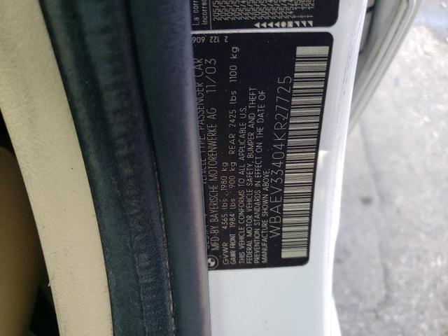 Photo 10 from auction – 2004 BMW 325 I with VIN WBAEV33404KR27725