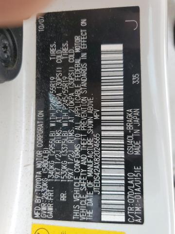 Photo 10 from auction – 2008 TOYOTA HIGHLANDER with VIN JTEDS42AX82024665