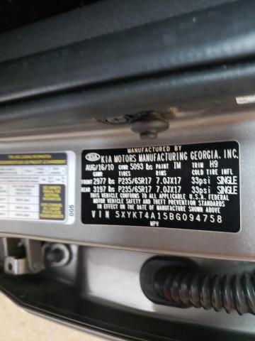 Photo 10 from auction – 2011 KIA SORENTO BA with VIN 5XYKT4A15BG094758