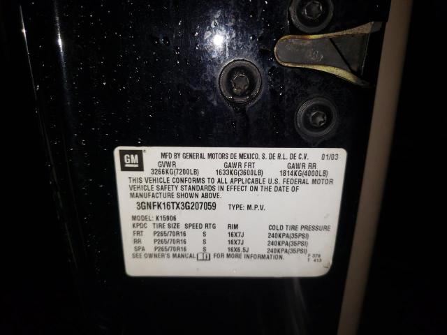 Photo 10 from auction – 2003 CHEVROLET SUBURBAN K with VIN 3GNFK16TX3G207059