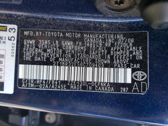 Photo 10 from auction – 2006 TOYOTA COROLLA CE with VIN 2T1BR32E56C709403