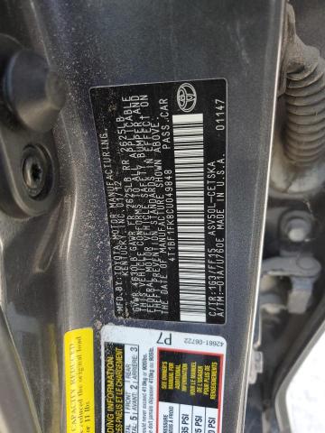 Photo 10 from auction – 2012 TOYOTA CAMERY with VIN 4T1BF1FK8CU049848