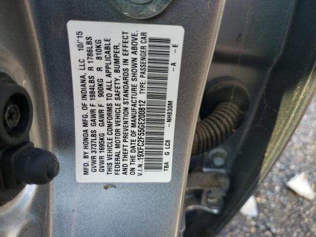 Photo 10 from auction – 2016 HONDA CIVIC LX with VIN 19XFC2F55GE200812