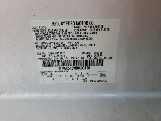 Фото 10 с аукциона – 2017 FORD FLEX SEL с VIN 2FMGK5C89HBA00138