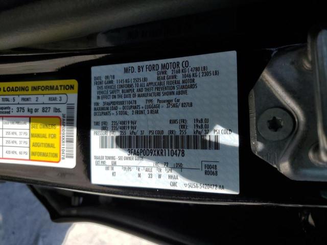 Photo 10 from auction – 2019 FORD FUSION TIT with VIN 3FA6P0D9XKR110478