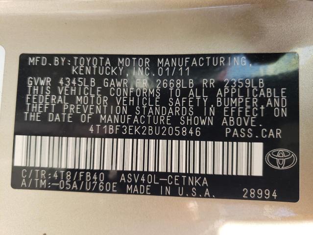 Photo 10 from auction – 2011 TOYOTA CAMRY BASE with VIN 4T1BF3EK2BU205846