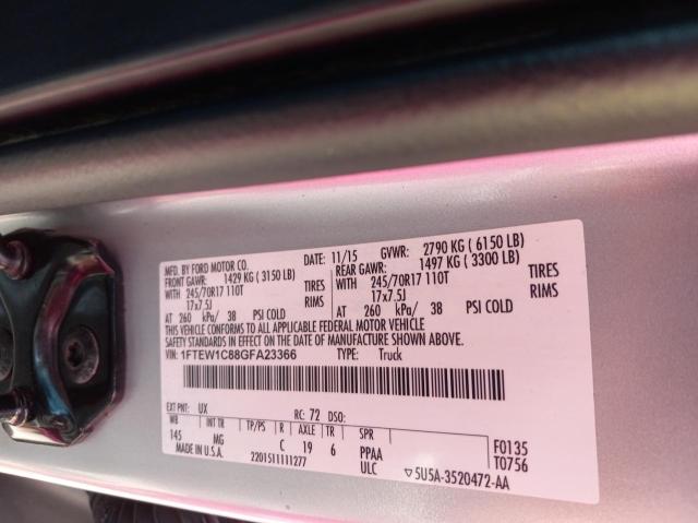 Photo 10 from auction – 2016 FORD F150 SUPER with VIN 1FTEW1C88GFA23366