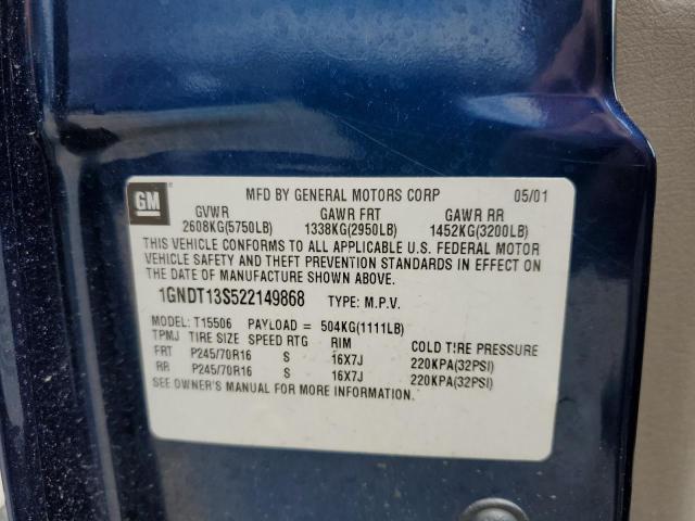 Photo 10 from auction – 2002 CHEVROLET TRAILBLAZE with VIN 1GNDT13S522149868