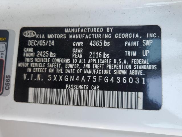 Photo 10 from auction – 2015 KIA OPTIMA EX with VIN 5XXGN4A75FG436031