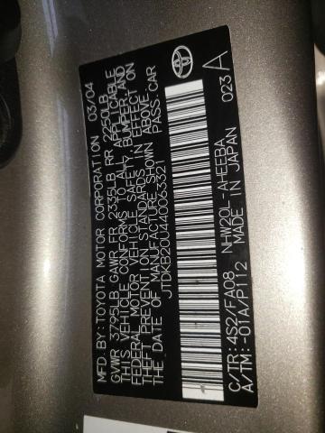 Photo 10 from auction – 2004 TOYOTA PRIUS with VIN JTDKB20U440063321
