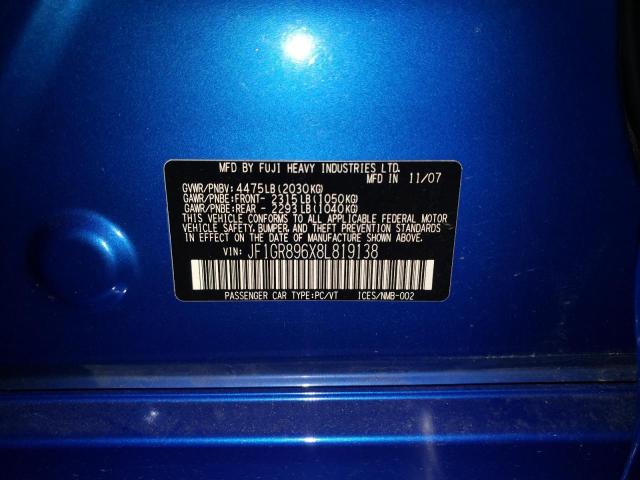 Photo 10 from auction – 2008 SUBARU IMPREZA WR with VIN JF1GR896X8L819138