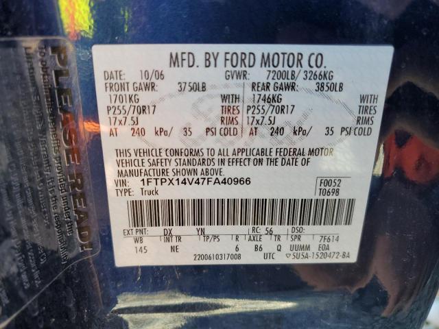 Photo 10 from auction – 2007 FORD F150 with VIN 1FTPX14V47FA40966