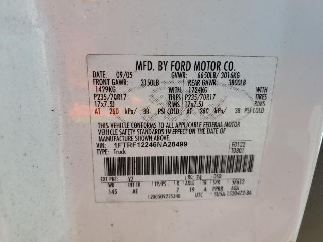 Photo 10 from auction – 2006 FORD F150 with VIN 1FTRF12246NA28499