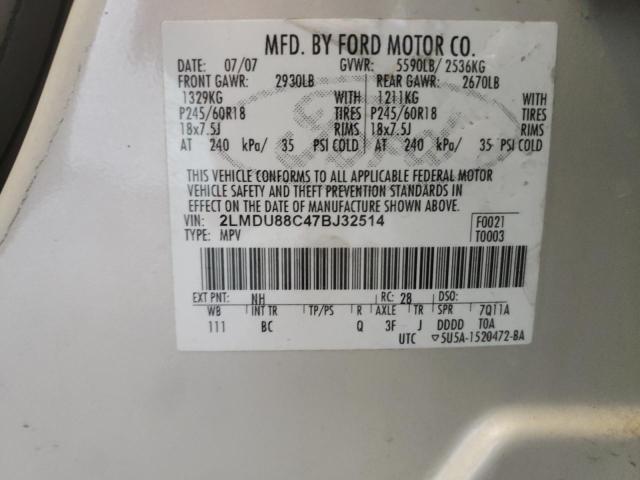 Foto 10 de la subasta – 2007 LINCOLN MKX con VIN 2LMDU88C47BJ32514