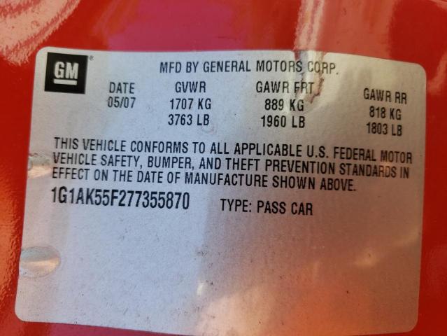 Photo 10 from auction – 2007 CHEVROLET COBALT LS with VIN 1G1AK55F277355870