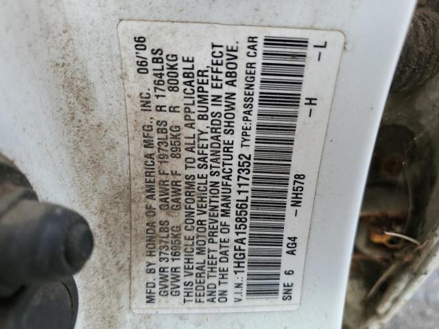 Photo 10 from auction – 2006 HONDA CIVIC EX with VIN 1HGFA15856L117352