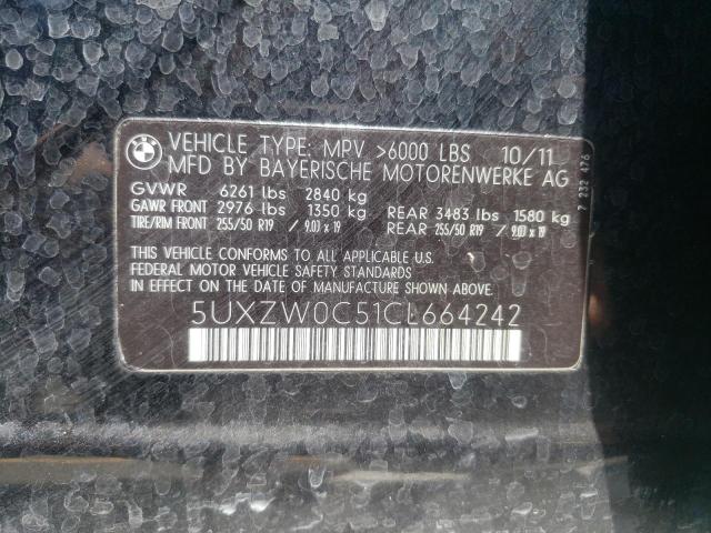Photo 10 from auction – 2012 BMW X5 XDRIVE3 with VIN 5UXZW0C51CL664242
