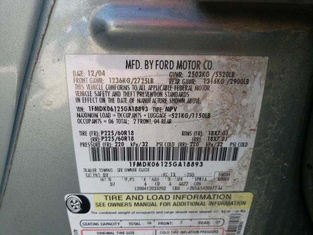 Photo 10 from auction – 2005 FORD FREESTYLE with VIN 1FMDK06125GA18893