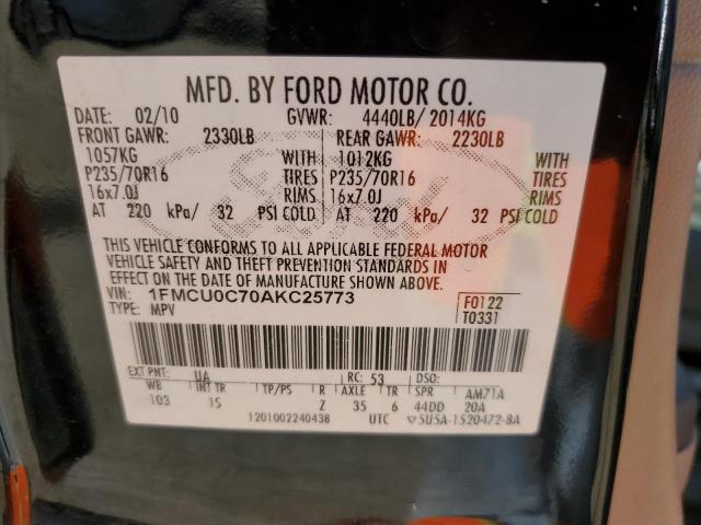 Photo 10 from auction – 2010 FORD ESCAPE XLS with VIN 1FMCU0C70AKC25773