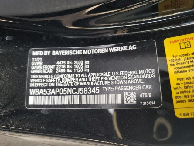 Photo 10 from auction – 2022 BMW 430I with VIN WBA53AP05NCJ58345