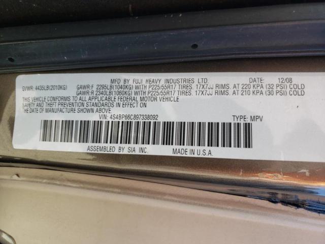 Photo 10 from auction – 2009 SUBARU OUTBACK 2. with VIN 4S4BP66C897338092