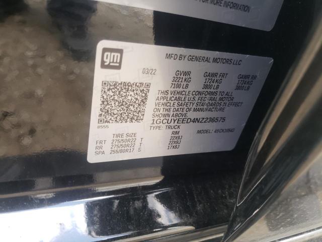 Photo 10 from auction – 2022 CHEVROLET SILVERADO with VIN 1GCUYEED4NZ236575