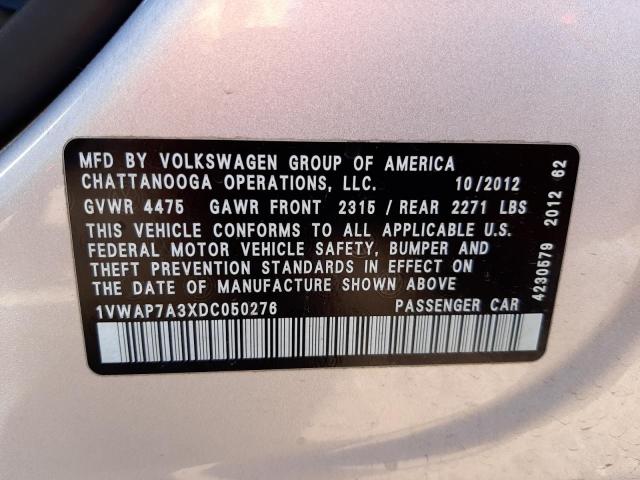 Photo 10 from auction – 2013 VOLKSWAGEN PASSAT S with VIN 1VWAP7A3XDC050276