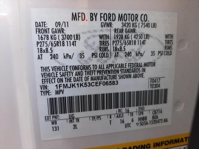 Photo 10 from auction – 2012 FORD EXPEDITION with VIN 1FMJK1K53CEF06583