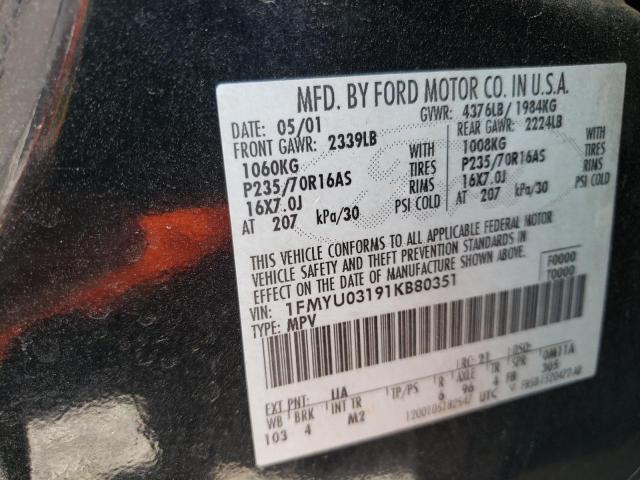 Photo 10 from auction – 2001 FORD ESCAPE XLT with VIN 1FMYU03191KB80351
