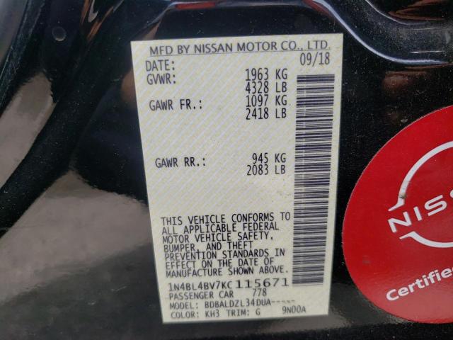 Photo 10 from auction – 2019 NISSAN ALTIMA S with VIN 1N4BL4BV7KC115671